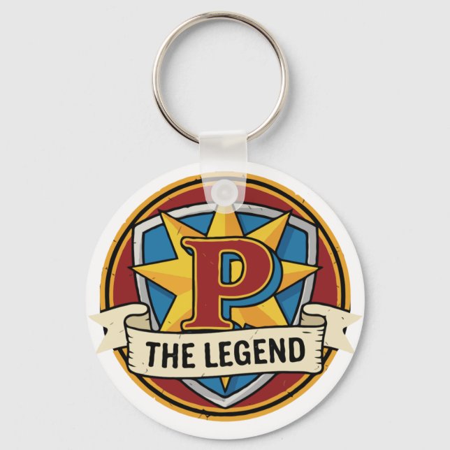 The Legend Monogram P - Custom Superhero Gamer  Keychain (Front)