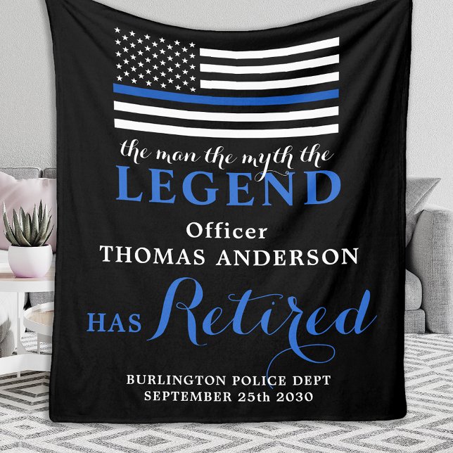 The Legend Police Thin Blue Line Retirement  Fleece Blanket (Creator Uploaded)
