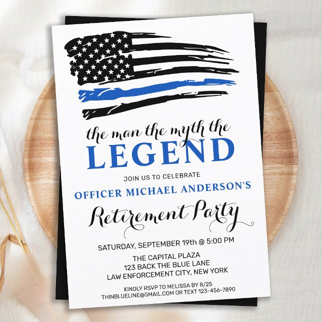 The Legend Police Thin Blue Line Retirement  Invitation (Creator Uploaded)