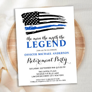 The Legend Police Thin Blue Line Retirement Invitation Postcard