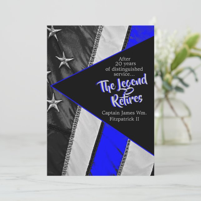 The Legend Retires Police Retirement Party  Invitation (Standing Front)