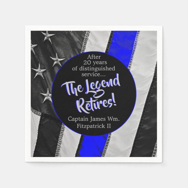 The Legend Retires Police Retirement Party Paper  Napkins (Front)