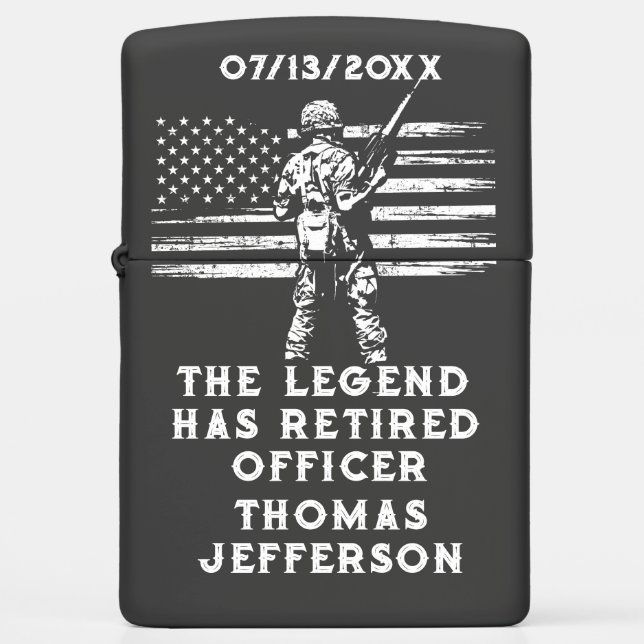The legend Veteran retirement gift for soldier Zippo Lighter (Front)