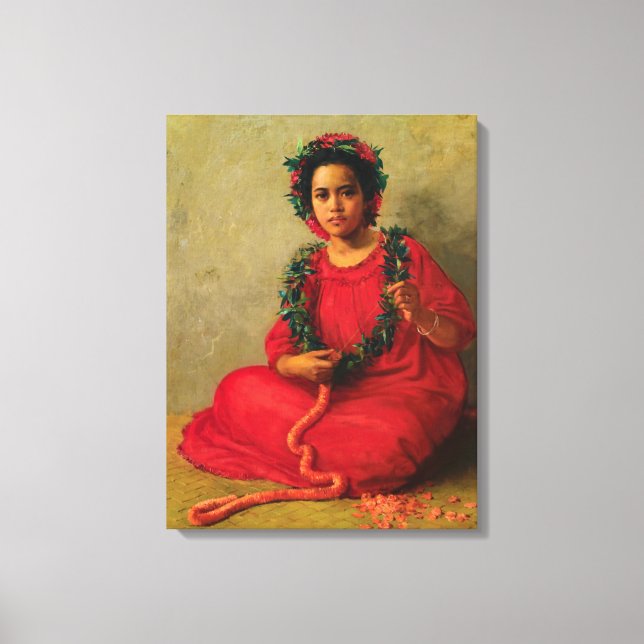 The Lei Maker, 1901 by Theodore Wores Canvas Print (Front)