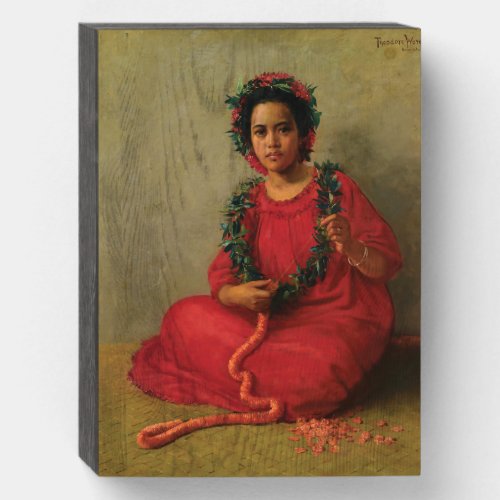 The Lei Maker _ Theodore Wores Wooden Box Sign