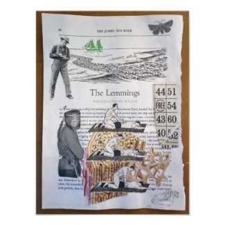 The Lemmings : Giclee Print of Original Collage
