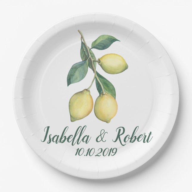 The Lemon tree Branch | Wedding Guest Detail Paper Plates (Front)
