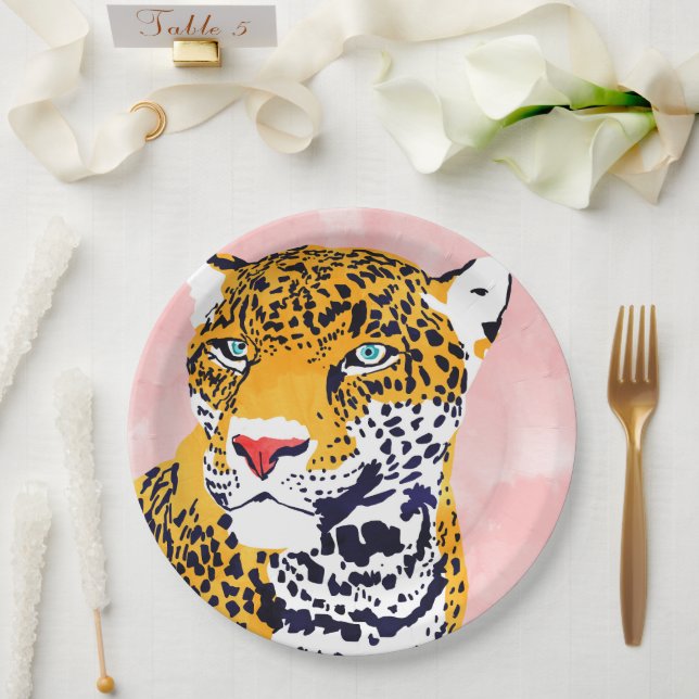 The Leopard Portrait Paper Plates (Wedding)