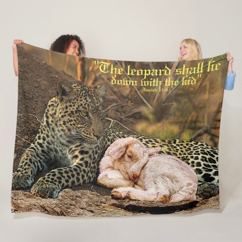 The leopard shall lie down with the kid_Isaiah 11 Fleece Blanket