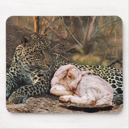 The leopard shall lie down with the kidIsaiah 11 Mouse Pad