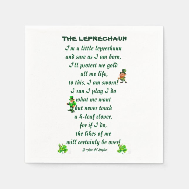 THE LEPRECHAUN POEM  NAPKINS (Front)