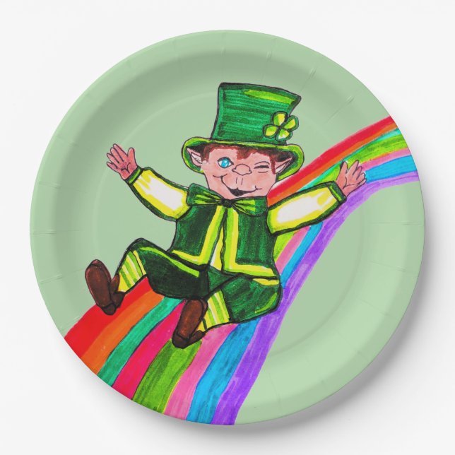 THE LEPRECHAUN'S RAINBOW  PAPER PLATES (Front)