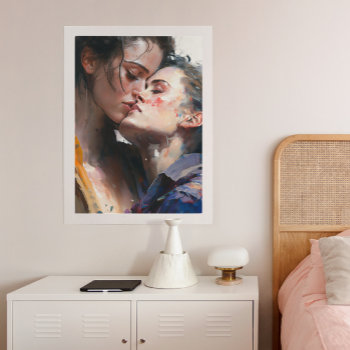 The Lesbian Lovers Colorful Painting Poster by angelandspot at Zazzle