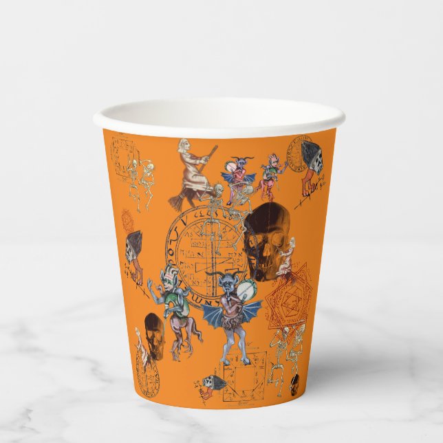 The Lesser Key Goblet: Infernal Orange Halloween Paper Cups (Front)