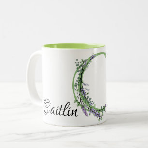 The letter C Lavender Eucalyptus monogrammed Two-Tone Coffee Mug