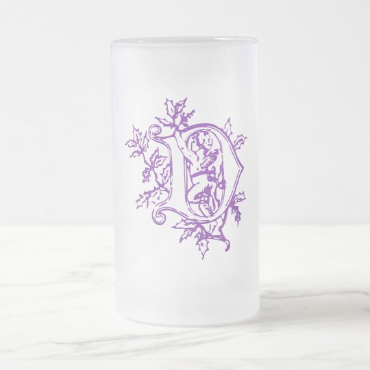 The letter D with Angel Frosted Glass Beer Mug