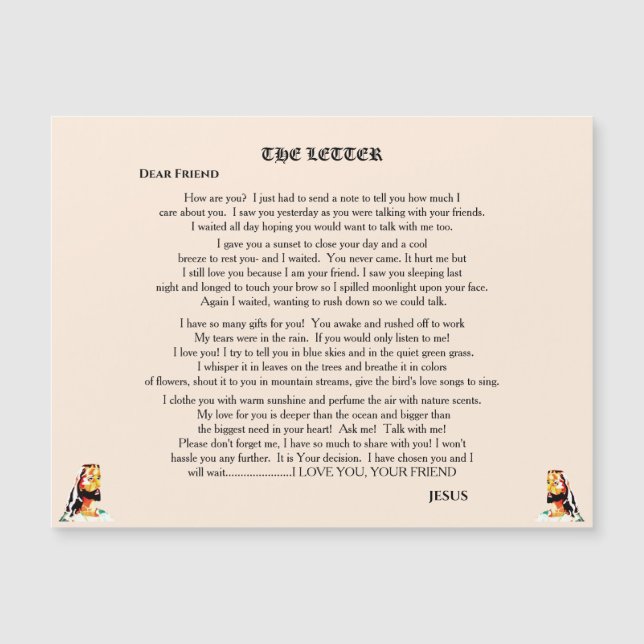 THE LETTER FROM JESUS  magnet (Front)