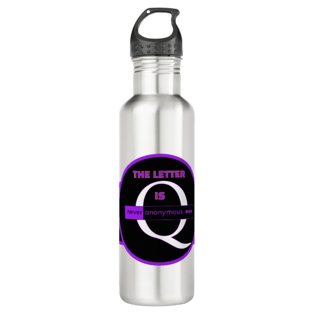 The Letter Q | Never Anonymous – Alfa Sity Design  Stainless Steel Water Bottle (Front)