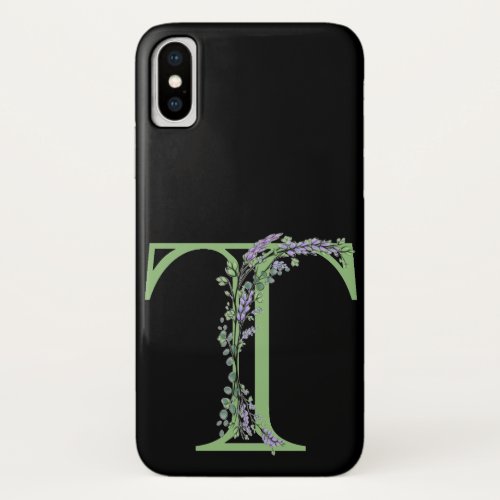 The letter T monogram Lavender Eucalyptus iPhone X Case