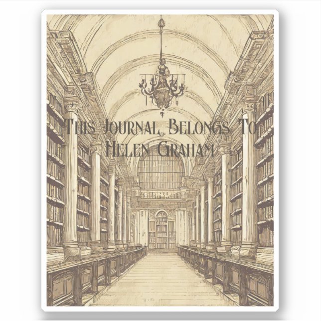 "The Library" Academia Bookplate Sticker (Front)