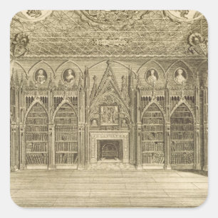 The Library, engraved by Godfrey, from 'Descriptio Square Sticker