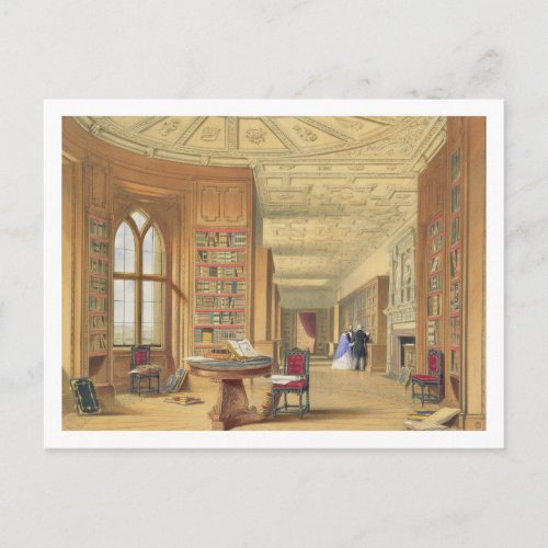 The Library Windsor Castle 1838 colour litho Postcard