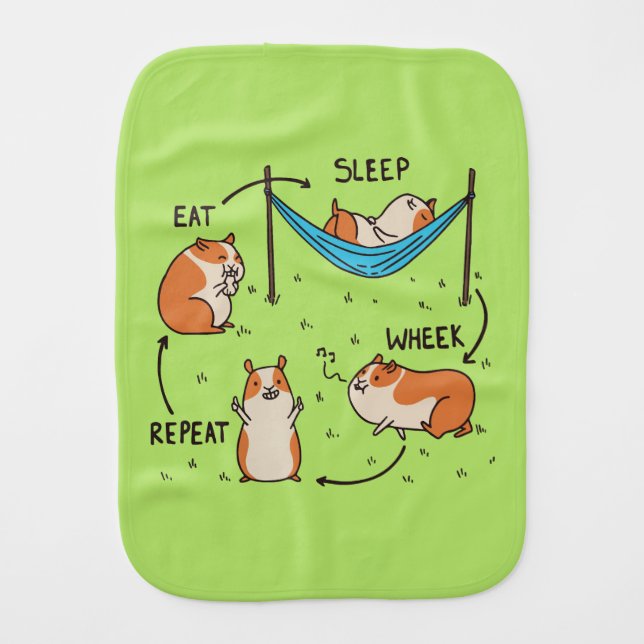 The life cycle of a Guinea Pig Baby Burp Cloth (Front)