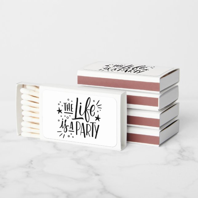 “The Life Is a Party” Celebration Matchboxes  (Stacked)