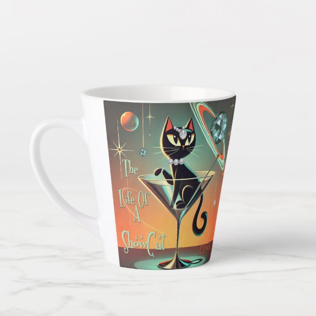 The Life Of A Showgirl Cat Latte Mug (Left)