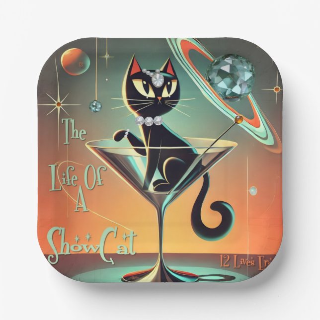 The Life Of A Showgirl Cat Paper Plates (Front)