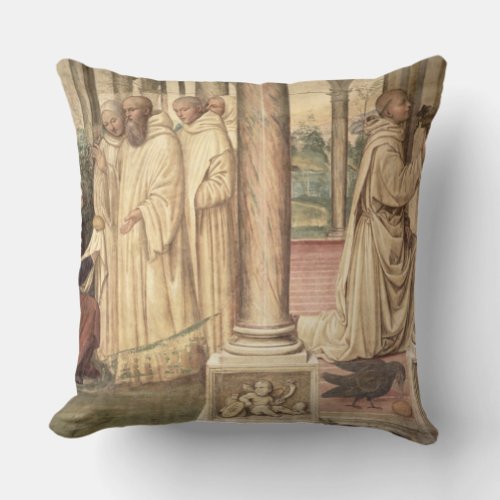 The Life of St Benedict fresco detail 2 Throw Pillow