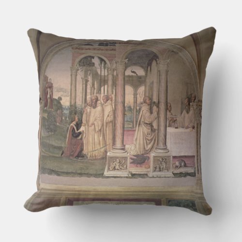 The Life of St Benedict fresco detail 3 Throw Pillow