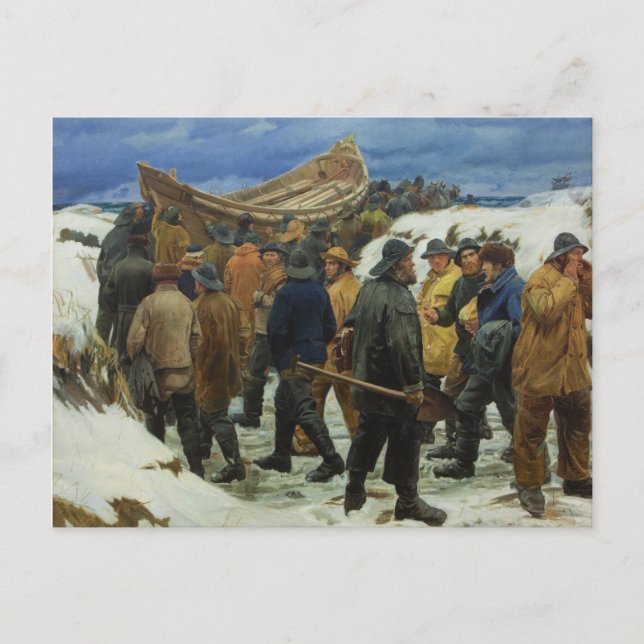 The Lifeboat is Taken through the Dunes by Ancher Postcard (Front)