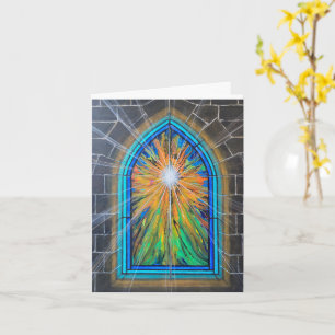 The Light 3 Church Stained Glass Window  Card