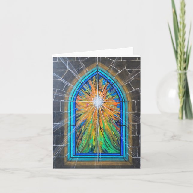 The Light 3 Church Stained Glass Window  Card (Front)