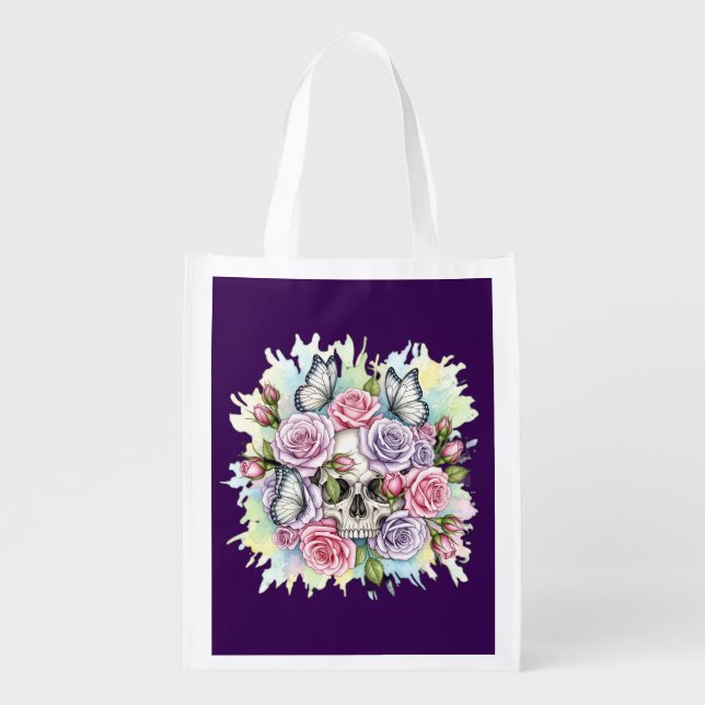 The Light Legacy - Gothic Skull & Rose Tote Bag (Front)