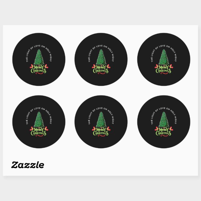 The Light of Love on Holy Night Classic Round Sticker (Sheet)