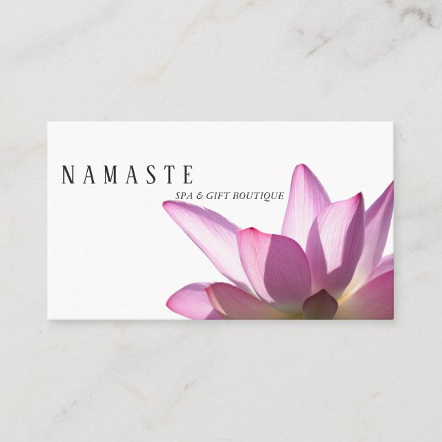 The Light | Pink Lotus Flower on White © Business Card (Front)