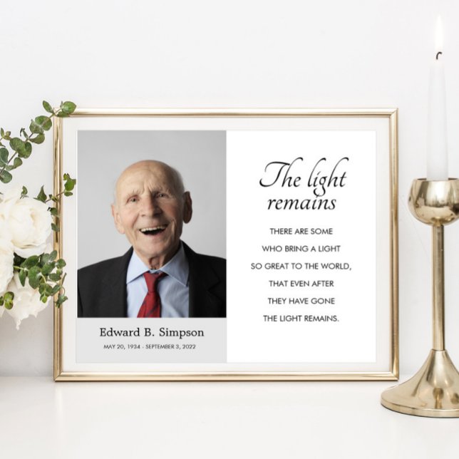 The Light Remains Funeral Memorial Poem With Photo Poster (Creator Uploaded)