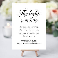 The Light Remains Quote Funeral Decor