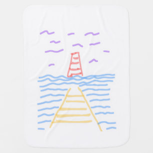 The Lighthouse and the Pier Baby Blanket