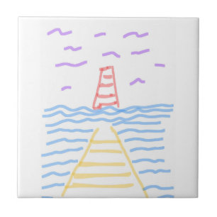 The Lighthouse and the Pier Ceramic Tile