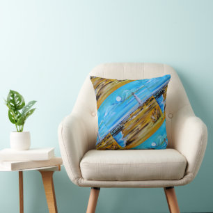 The Lighthouse on the Beach Painting by Alfred Fox Throw Pillow