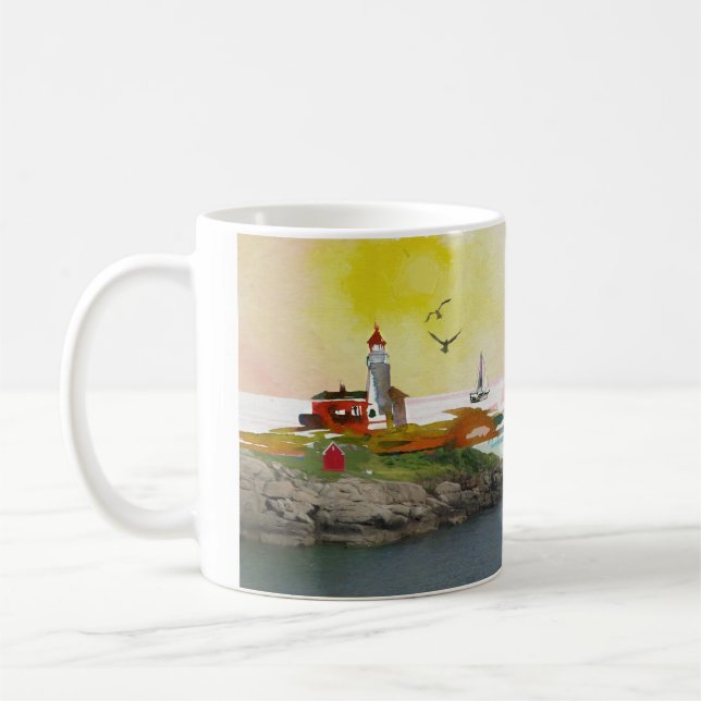 The Lighthouse on the Rocks Tea or Coffee Mug (Left)