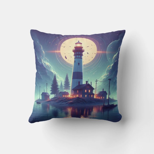 The Lighthouse Throw Pillow (Back)