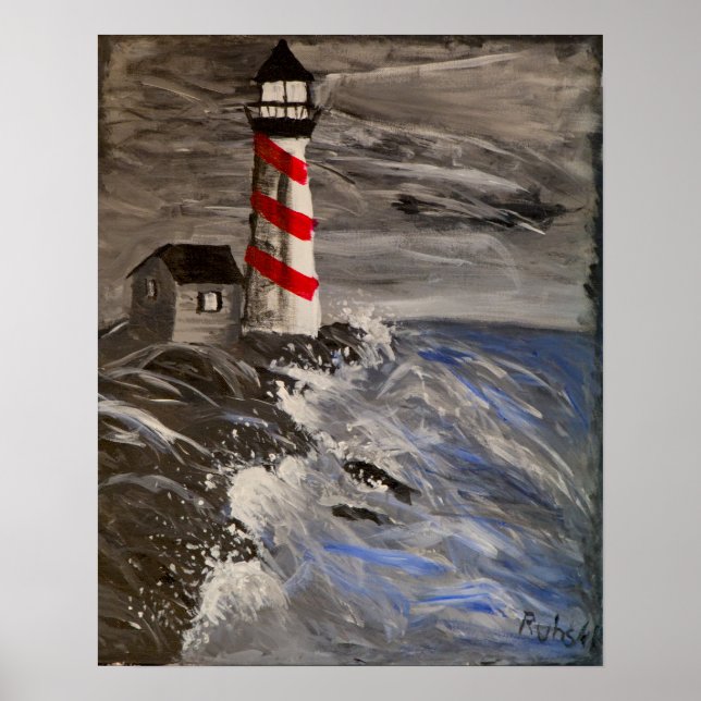 The Lighthouse with the Red Stripes Poster (Front)