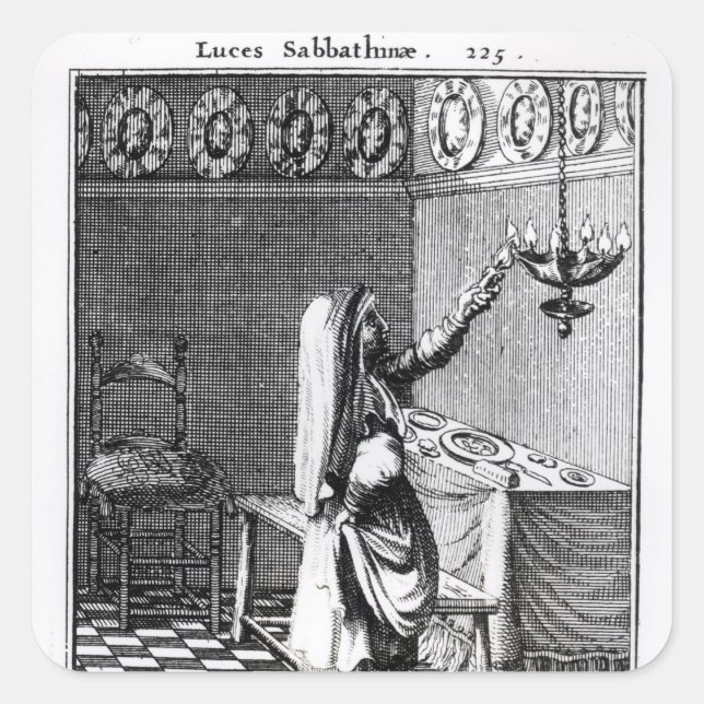 The Lighting of the Sabbath Candles Square Sticker (Front)