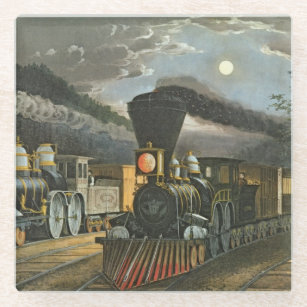 The Lightning Express Trains, 1863 Glass Coaster
