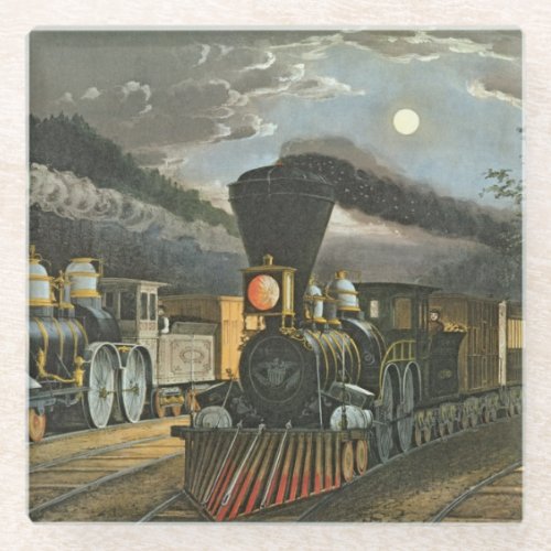 The Lightning Express Trains 1863 Glass Coaster