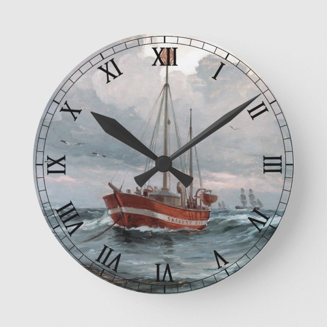 The lightship at Skagen Reef Personalize Round Clock (Front)
